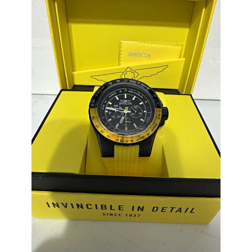 Invicta Aviator Skyshock Men's Quartz Watch 50mm Black/Yellow (big boy watch)
